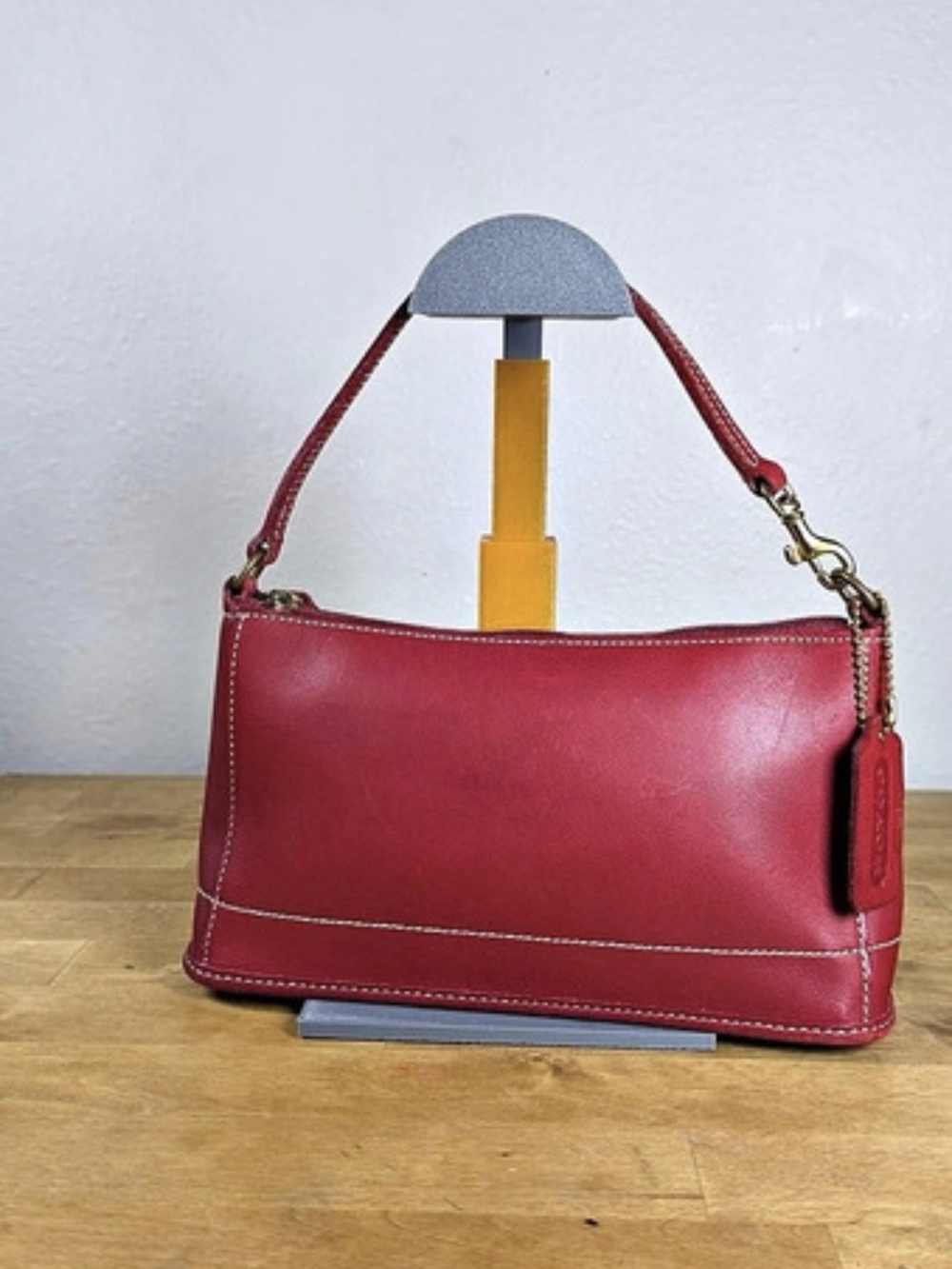 Vintage Coach 9311 Bleecker Demi Red Leather Baguette Shoulder Bag USA